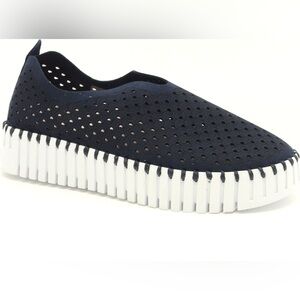 Ilse Jacobsen Women’s Size 39 Navy Slip-On Platform Summer Vacation Casual Beach